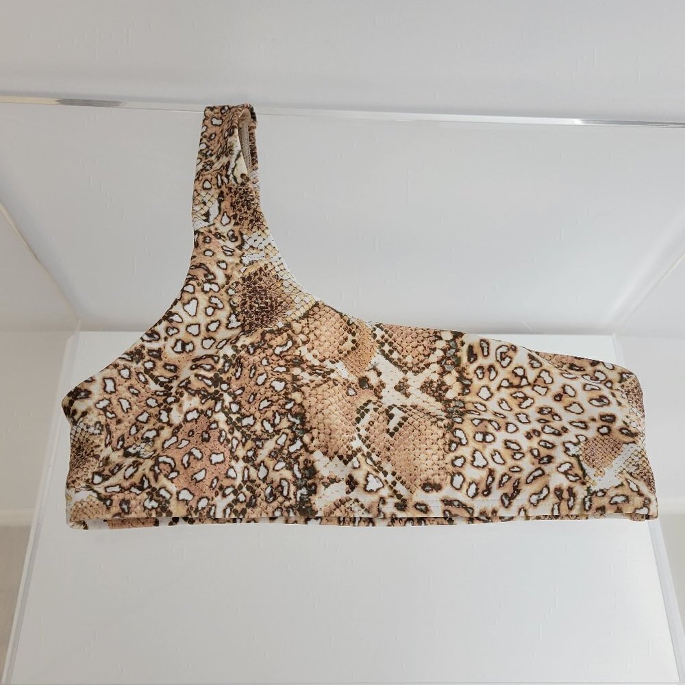 Snake Print One  Shoulder Bikini Top